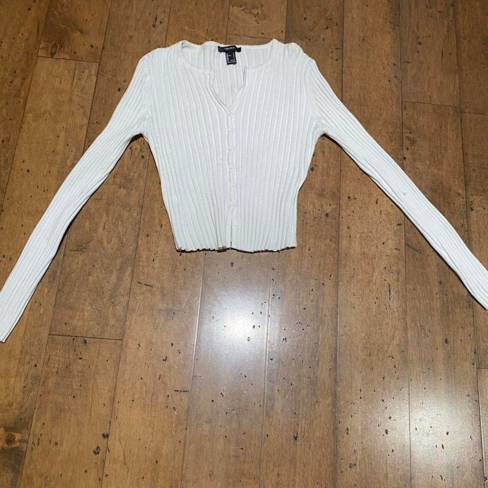 'Forever 21 white long sleeve top Size L